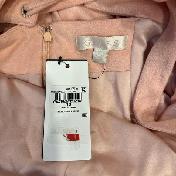 NWT Guess Peach Crème Sleeveless Rossella Faux Suede Lace Up Dress, Size 10. - Picture 5 of 8